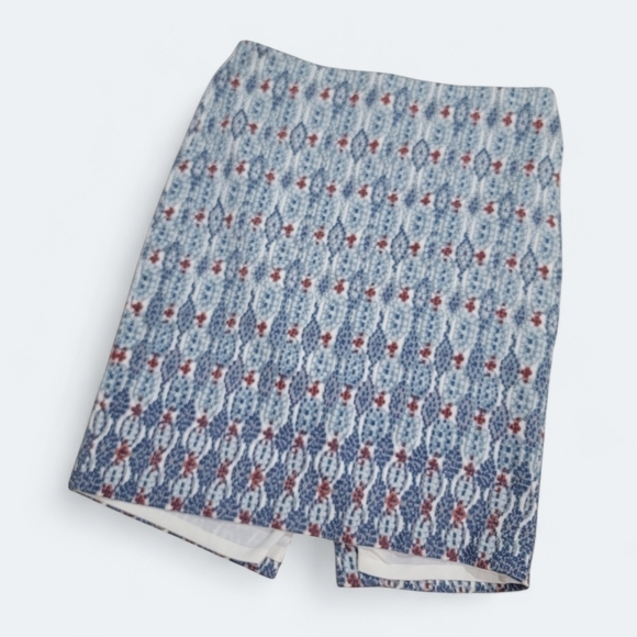 LOFT Blue red Career Knee Length Skirt Size 6 - Picture 13 of 13